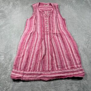 Faherty Isha Linen Blend Dress Womens Small Pink Striped Sleeveless Summer